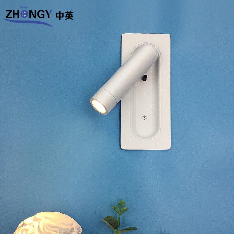 简约新嵌入式壁灯酒店客卧室书房可旋转床头阅读头装饰简约创意