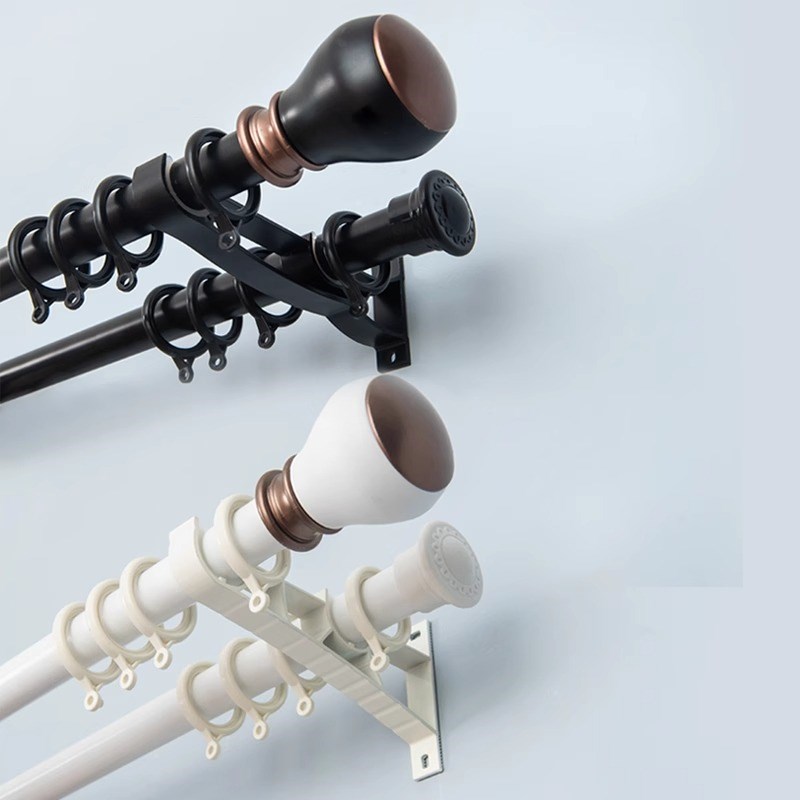 铝合金罗马杆窗帘杆静音单杆帘杆一整根固定支撑托架支架配件大全