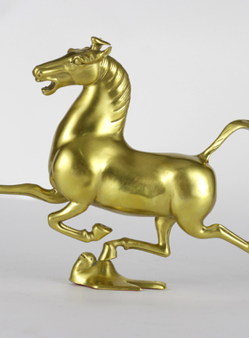 知柿纯铜马踏飞燕工艺品家居书房办公室桌面铜马摆件马年生日礼品