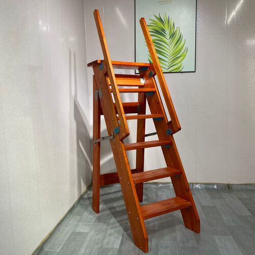 单侧梯人字高扶手梯松木质登高攀爬花架子道具家用移动阁楼楼梯子