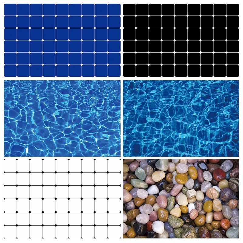 鱼缸背景纸画高清图3d立体壁纸风底部贴纸黑白蓝鹅卵石水蓝系列