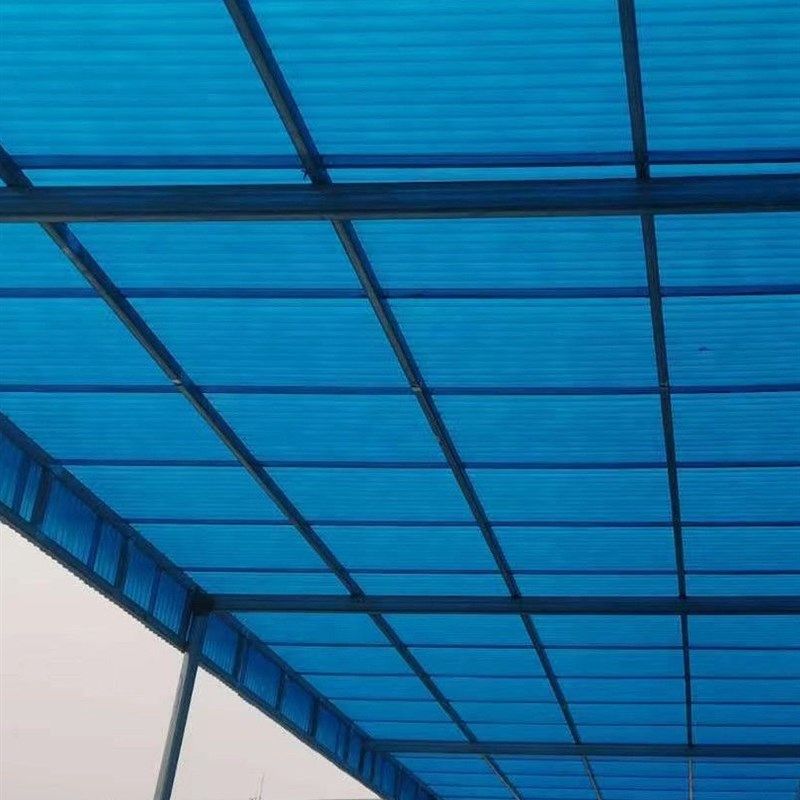蓝色小波浪采光瓦彩色钢瓦阳光耐力板瓦楞板亮瓦塑料瓦透明瓦车雨