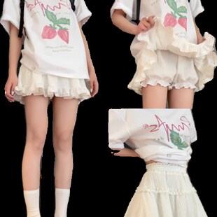 大码胖mm白色花苞蓬蓬半身裙女夏季高腰a字蛋糕短裙显瘦公主半裙