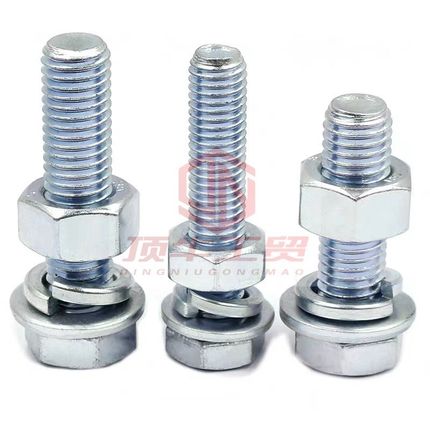 10.9级镀锌外六角螺丝套装5783螺栓外六方全牙半牙杆平垫弹垫螺帽