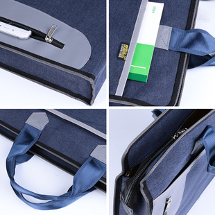 文件袋帆布拉链大容量男士公文女手提商务会议公事拎包学生补习夹