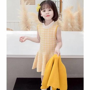 女童两件套毛衣裙秋冬装女宝宝中小童套装儿童长袖公主风裙子针织