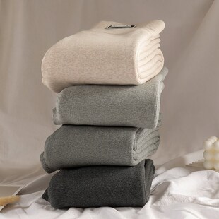 高腰外穿纯棉不起球加绒长裤 浅色打底裤 女秋冬羊羔绒紧身保暖棉裤