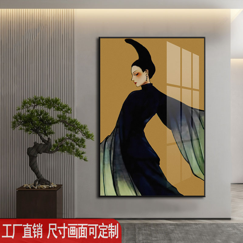 京剧花旦人物挂画国潮风餐厅包间包厢壁画新中式大厅背景墙装饰画