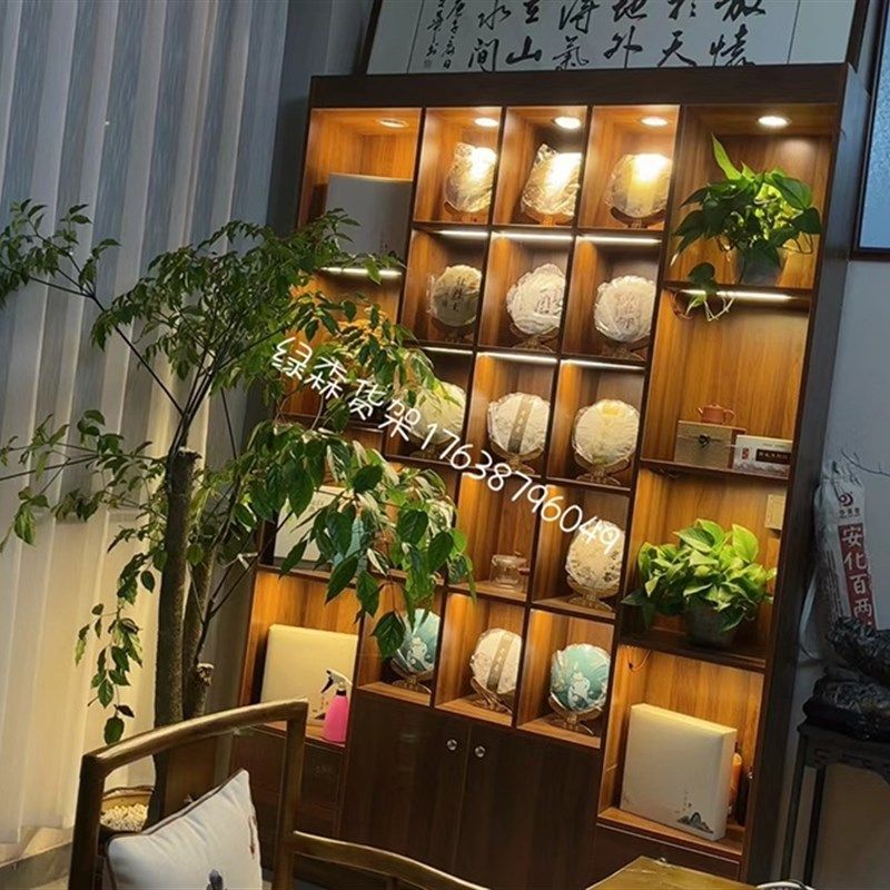 茶叶展示柜洋酒白酒葡萄酒展示架发光酒柜定做实木环保陈列商用架