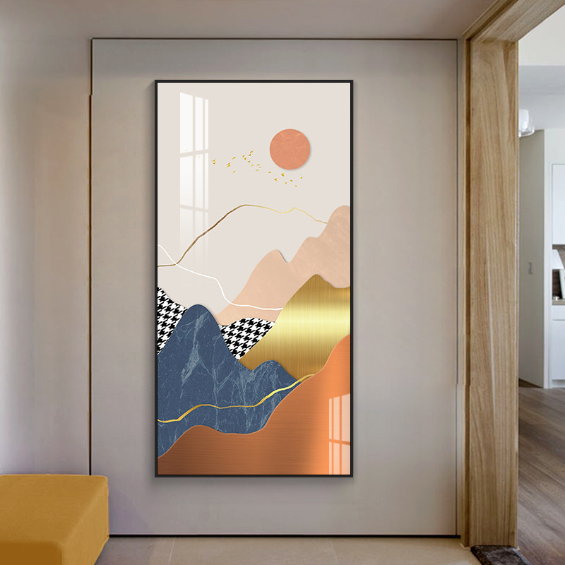 速发旭日初升玄进装廊画走饰过道挂画客厅背景墙入户壁画竖版关门