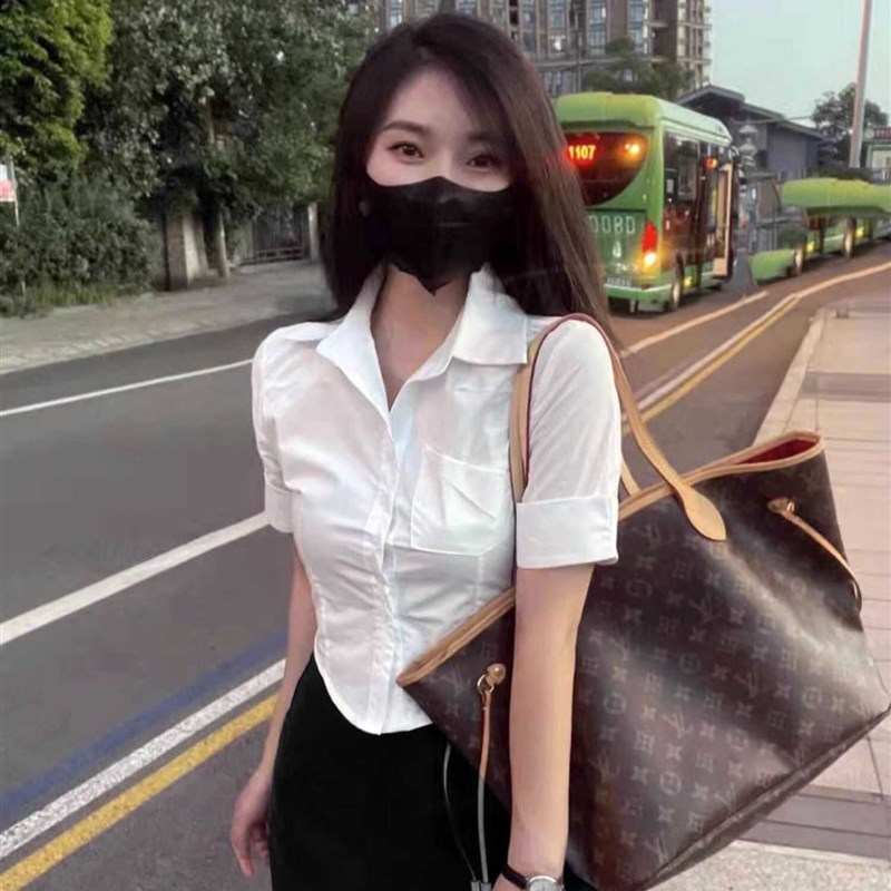 速发收腰性感套小个子短款春夏季包臀裙白装级高感上衣