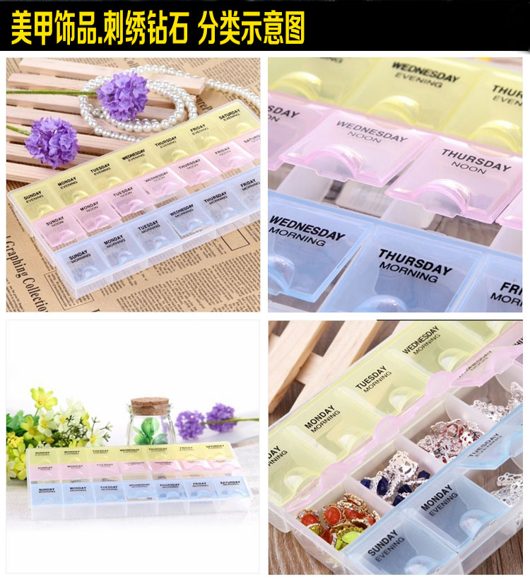 速发21格 画收纳盒件盒工具饰品收纳盒手机维修配美甲 零件盒