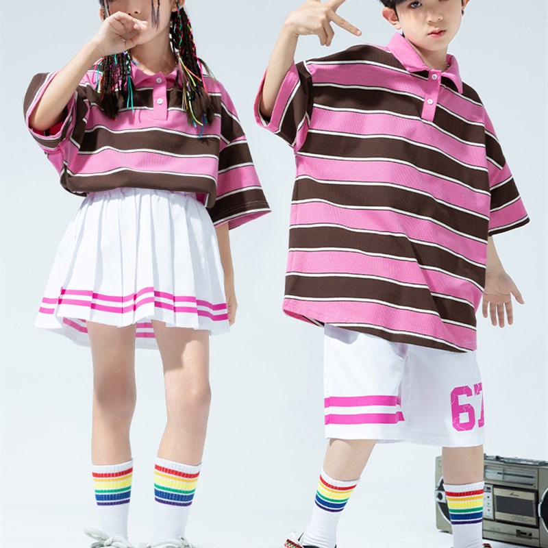 速发幼儿街舞运服小学生潮动会开幕美演出服甜式风男孩啦啦队表演