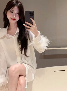 速发2025新小白色醋酸缎面真丝款众时端气质长袖