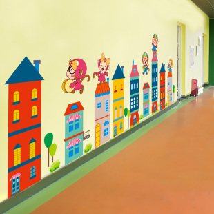 饰环创文化主题贴纸墙贴画踢脚线墙角贴自粘 速发幼儿园走廊墙面装
