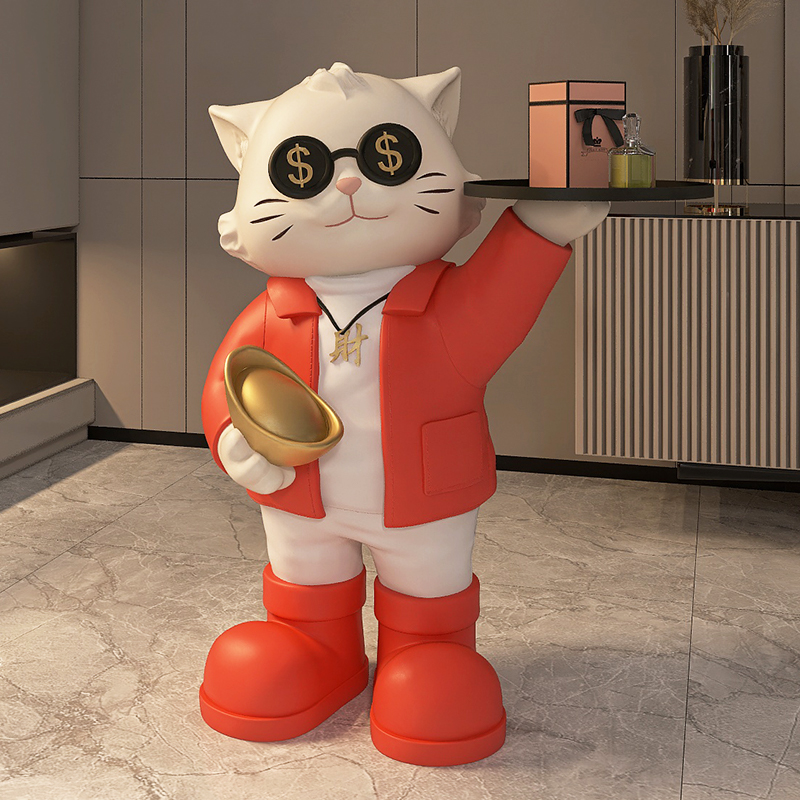 速发招财猫大型创地摆件家居装客品落意饰厅电视柜茶几沙发旁收纳