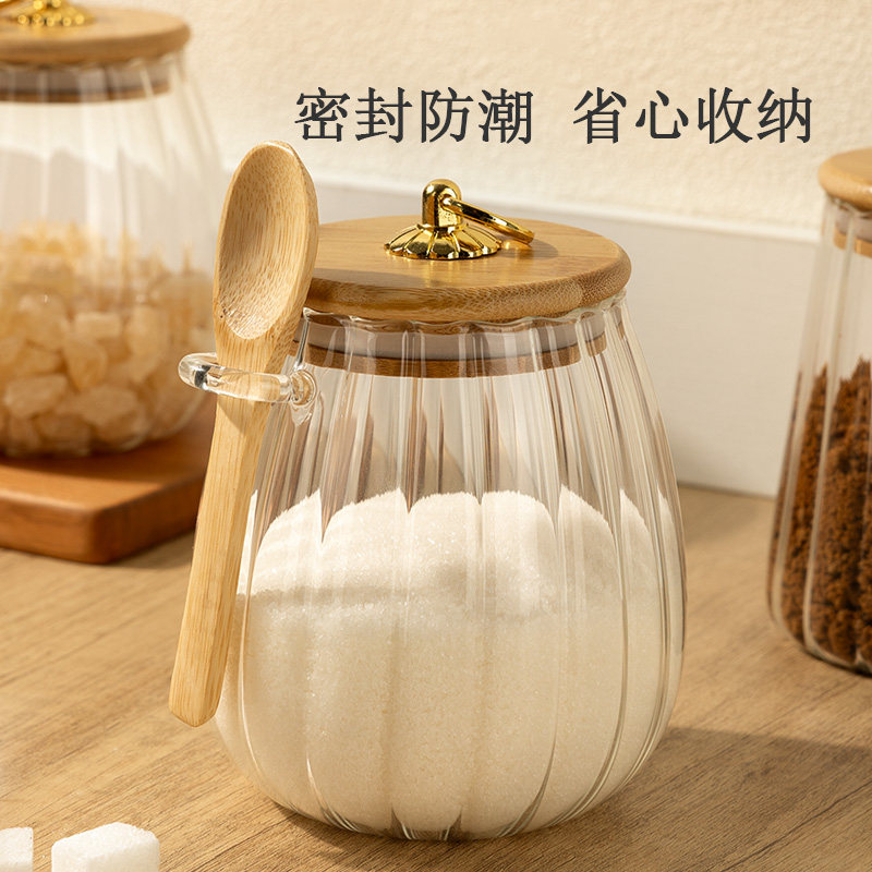 速发糖罐白糖储存储厨房装砂糖罐子红糖冰糖家用罐物封密高颜值玻