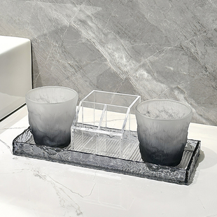 速发冰块雨雾杯漱口对浴室牙杯轻漱情侣一杯牙刷置物架洗奢台面刷