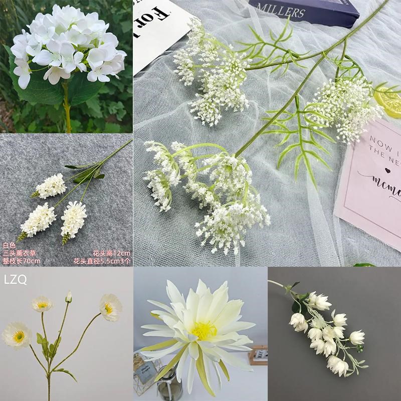 速发白色花婚庆门置花假花布饰摆件雏菊花艺花束塑料花拱装道具花