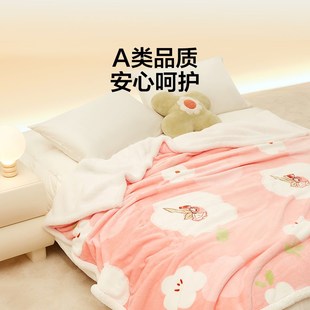 速发LOVO披蜗层类加厚羊羔绒抱枕毛毯子午睡毯双A暖绒毯盖毯乐肩