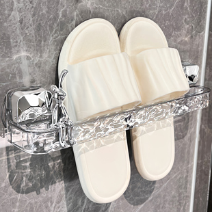 速发双吸盘水人物鞋架挂架浴室卫生间免打孔置拖架收纳厕所鞋子沥