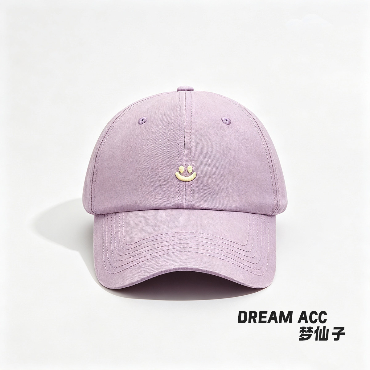 笑脸贴标棒球帽女春季新款韩版时尚宽檐显脸小软顶遮阳鸭舌帽男女