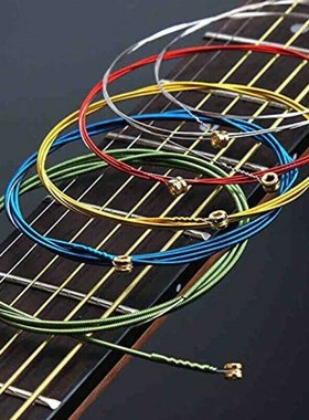6Pcs/Set Acoustic Guitar Strings Rainbow Colorful Guitar Str