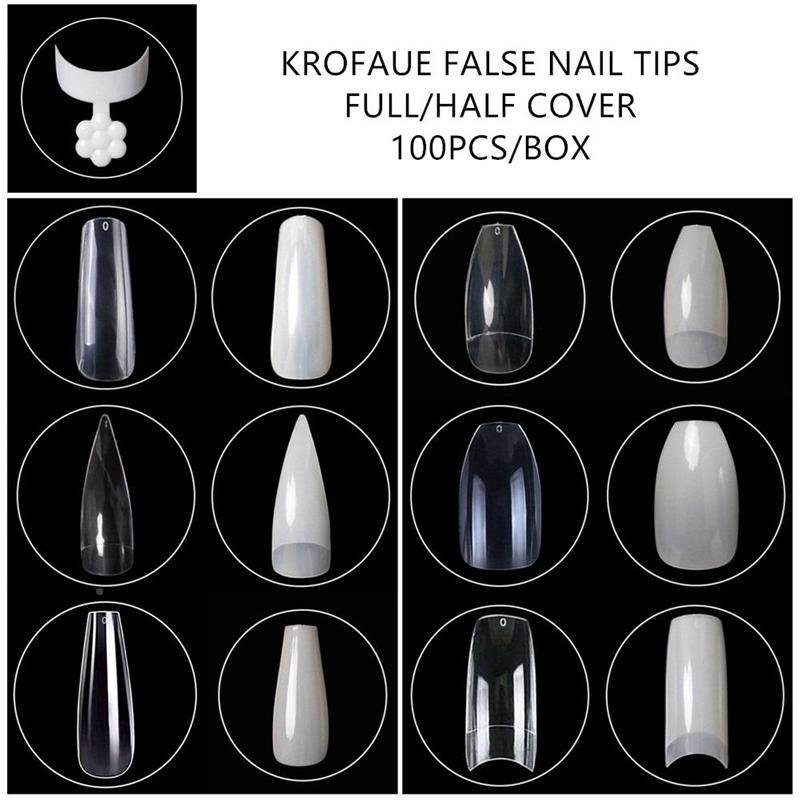 1 Box 100pcs Fake Nail Transarent False Fprench NaiCBWils Tp