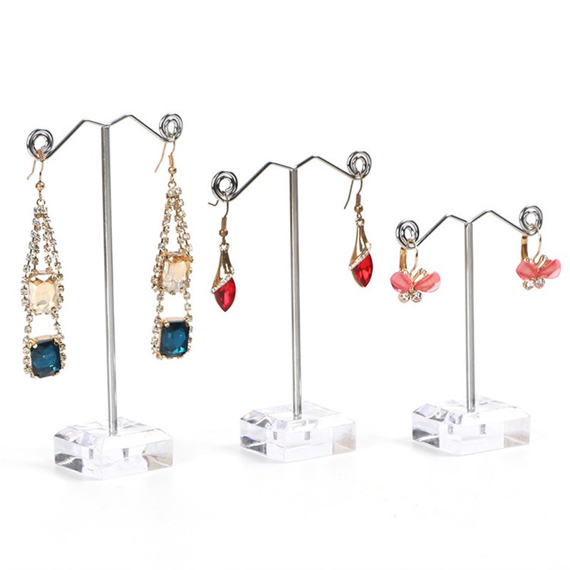透明耳挂底座水晶不锈钢耳吊耳环架耳钉耳饰展示架三件套首饰道具