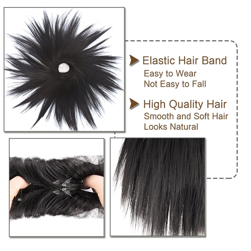 LUPU Synthetic Hair Bun Extensions Messy Straight Hair Band