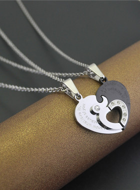 双层心形项链男女士情侣一对价吊坠甜美百搭潮细装饰品礼物STN095