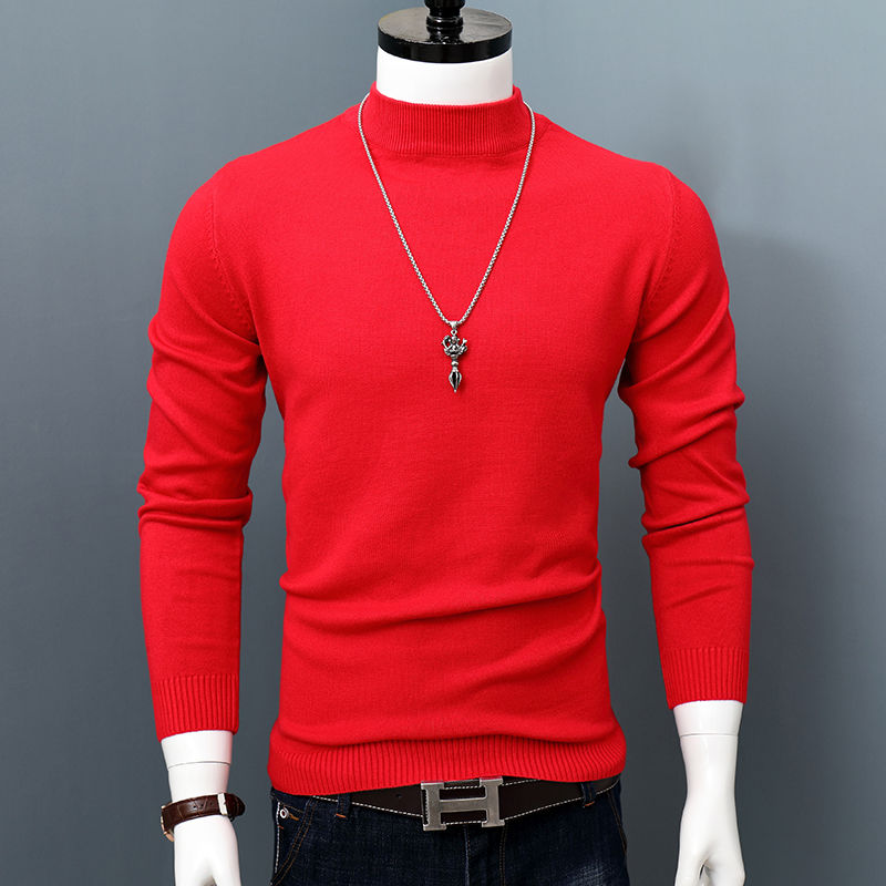 2023 New Men Autumn Winter Korean Pure Half Turtleneck Pullo