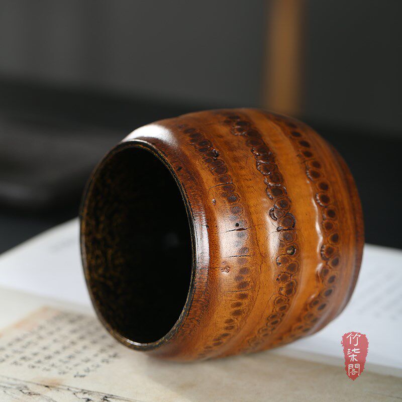 好货2025大漆老竹根建水茶洗水盂收纳笔筒六君子茶道筒茶盂茶道茶
