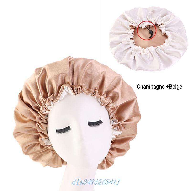 ReveRSiBLe SAtin Bonnet HAiR CApS DouBLe LAyeR ADjuSt SLeep
