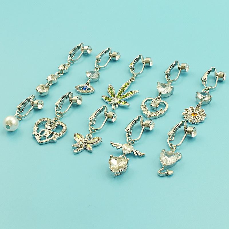 Faux Fake Belly Butterfly Fake Belly Piercing Heart Clip On