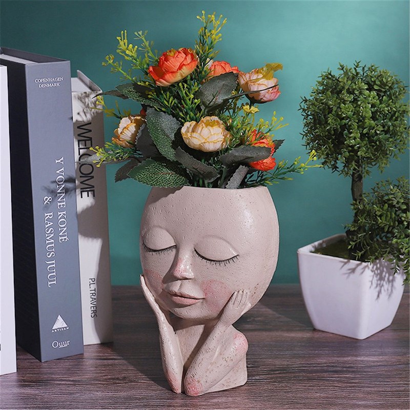 新品Girls Face Head Flower Planter Succulent Plant Flower Co