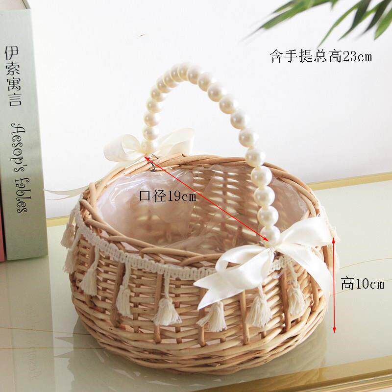 速发柳编手提花篮手工编织篮子鸡蛋篮婚庆插花篮花童拍照道具公主