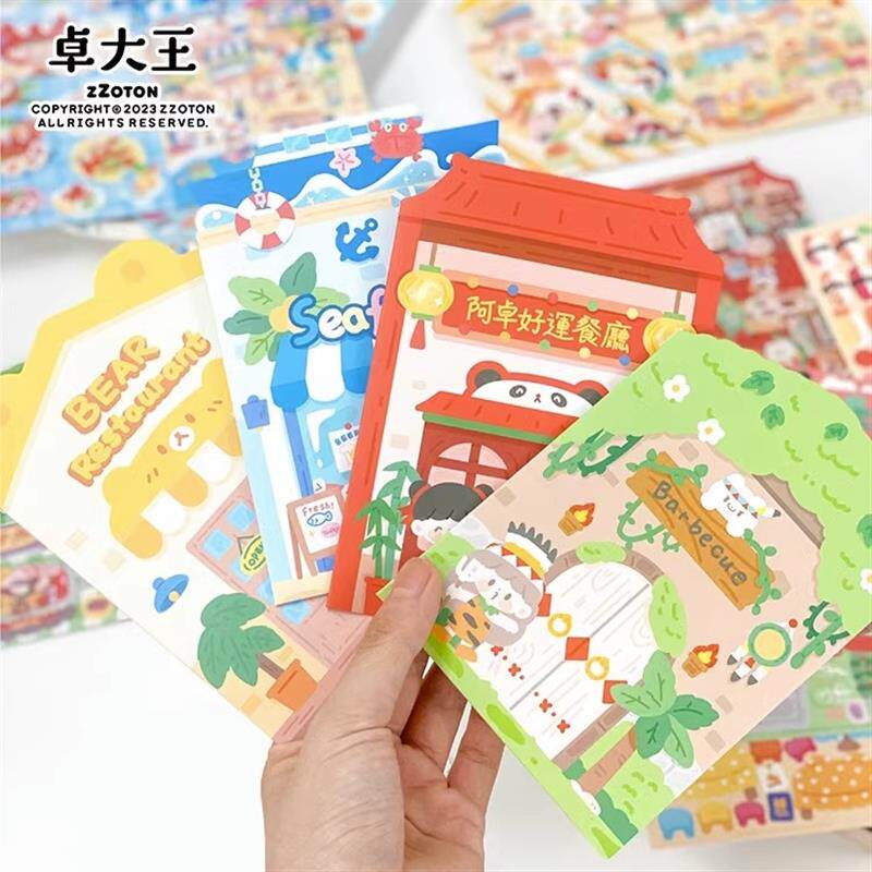 速发卓大王阿卓美食小店场景贴纸DIY造景吃吃贴纸包可爱安静书手