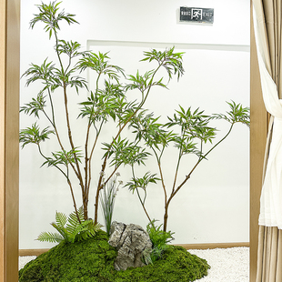 速发高大十端功劳绿植盆栽室内装饰造景落地约简摆件仿生客厅植物
