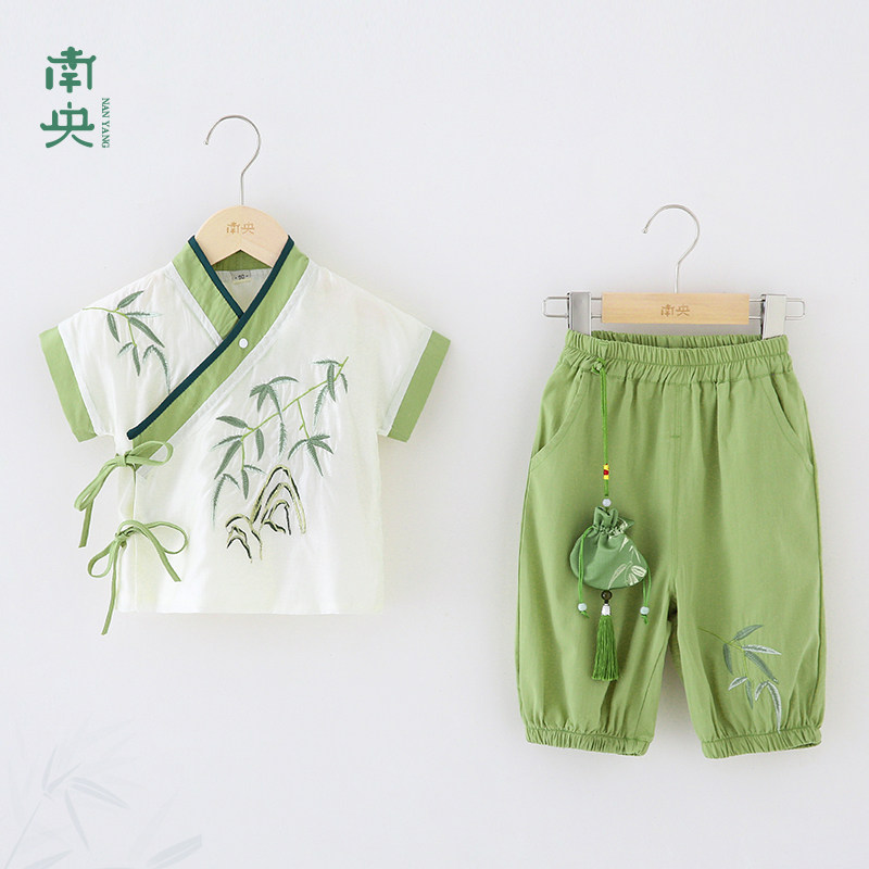 速发汉服男童夏装中国风儿童唐装夏季薄款小男孩古装国学古风演出