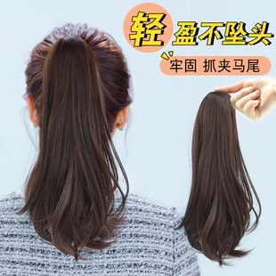 速发抓夹马尾假发长发轻卷发假马尾短发高马尾辫子真发自然微薄