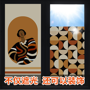 速发全遮光玻璃贴纸间象贴画洗手间窗户防晒隔热膜卫生抽门防窥防