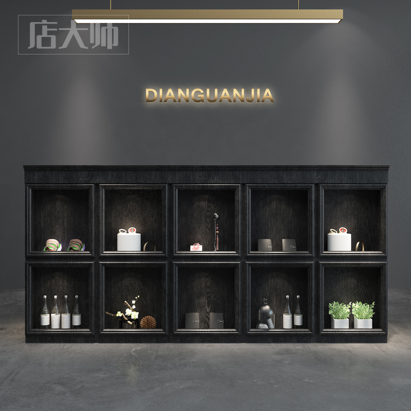 简约现代饰品店收银台桌复古吧台柜展柜公司办公前台养生馆接待台