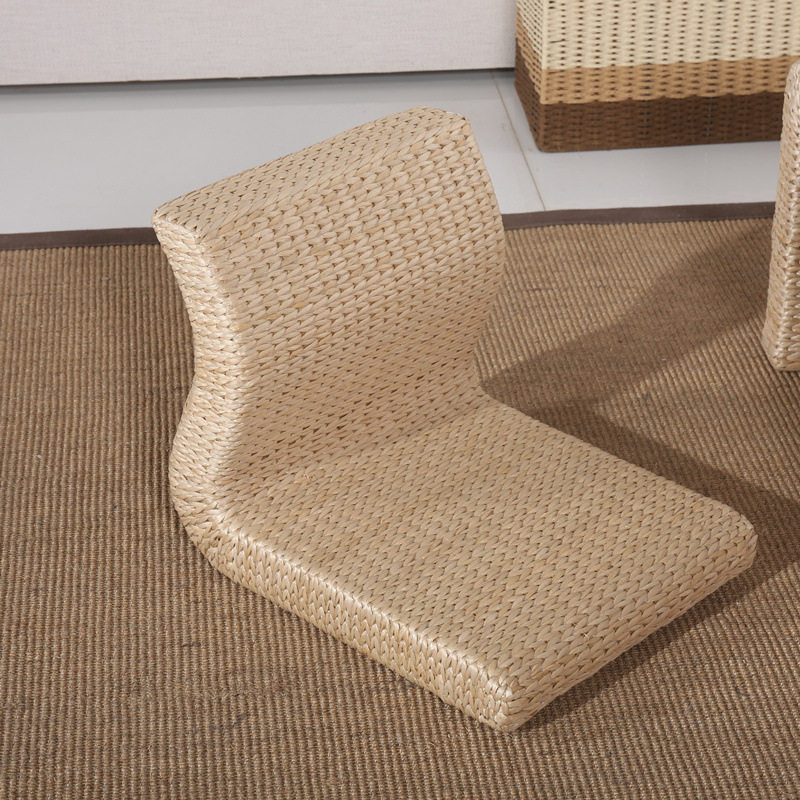 极速日式草编竹编榻榻米座椅和室椅无腿靠背椅床上靠背椅子加厚坐