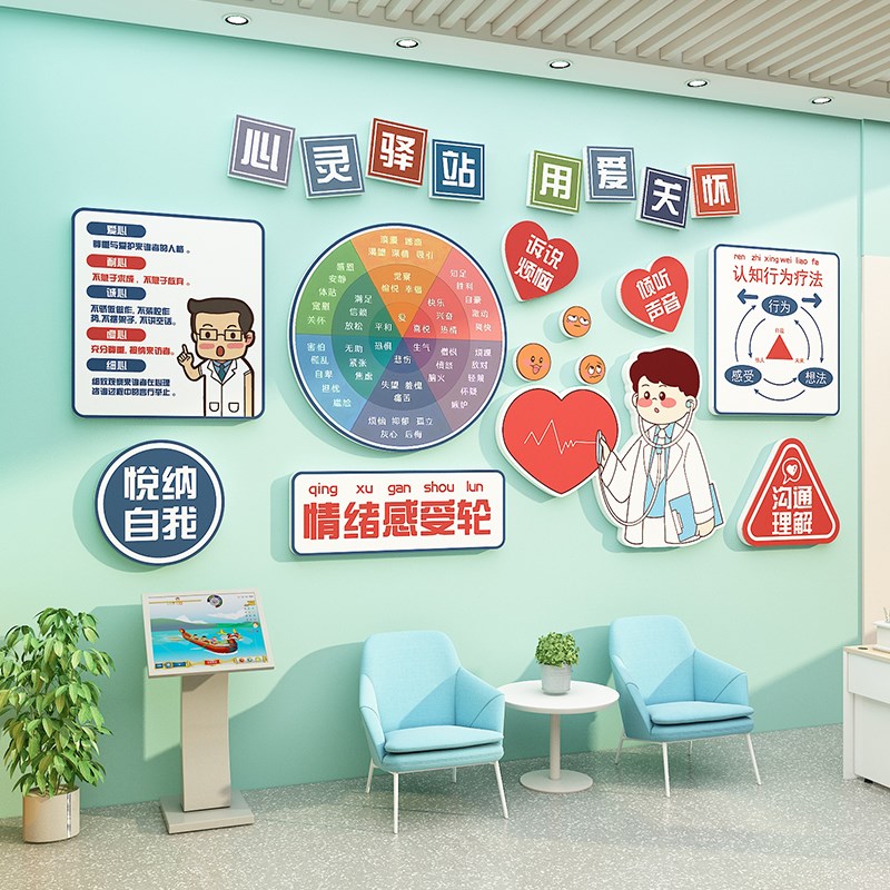 心理角咨询教室布置装饰文化健康管理情绪小怪兽环创幼儿园墙面贴