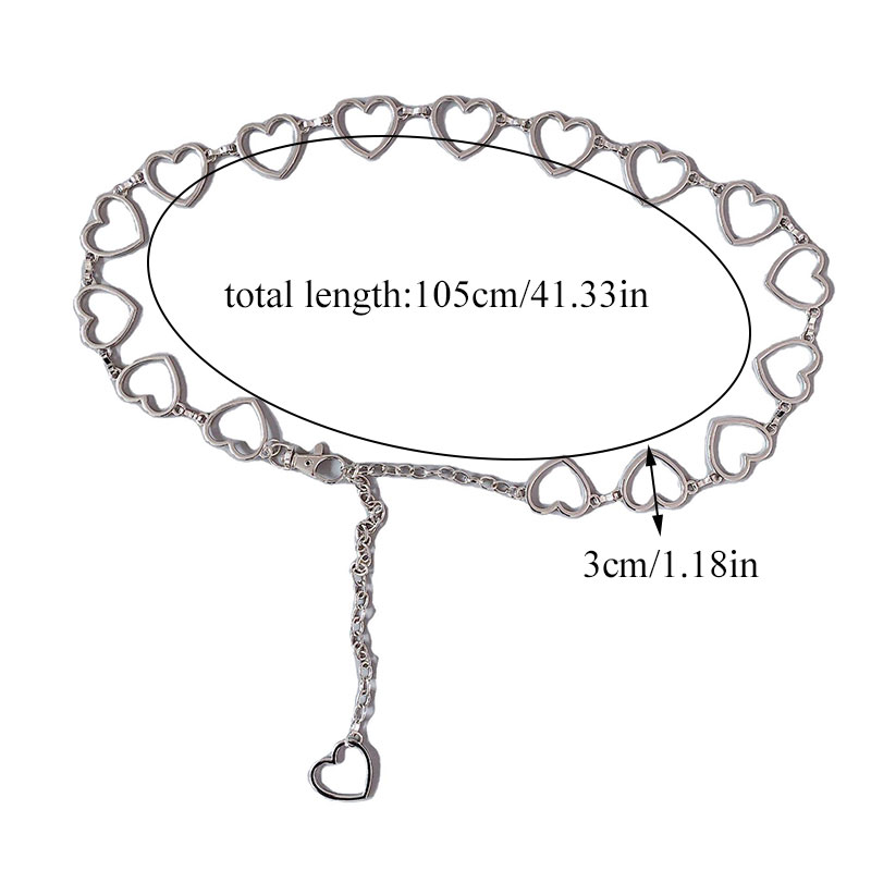 105cm Waistband Pants Classic Waist Chain Love Heart Hollow