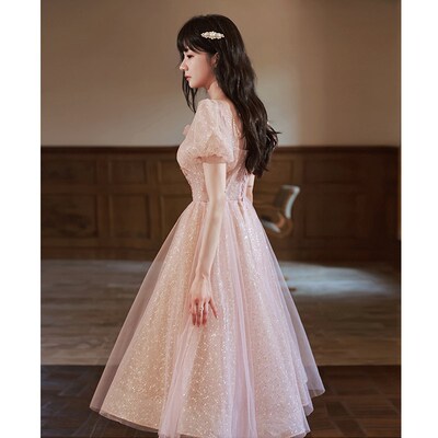 法式小晚礼服学生毕业公主裙子成人礼气质轻奢高端艺考主持小个子