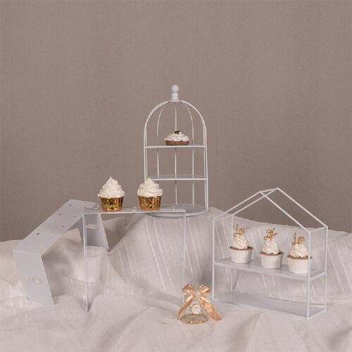 极速White Cake Stands Whole Set Cupcake Donuts Dessert Displ