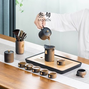 TD61功夫茶h具整套家用客厅陶瓷泡茶盘办公室轻奢现代简约礼盒