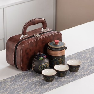 户外便携式 旅行茶具套装 喝茶陶瓷功夫H快客杯年会公司开业伴手礼